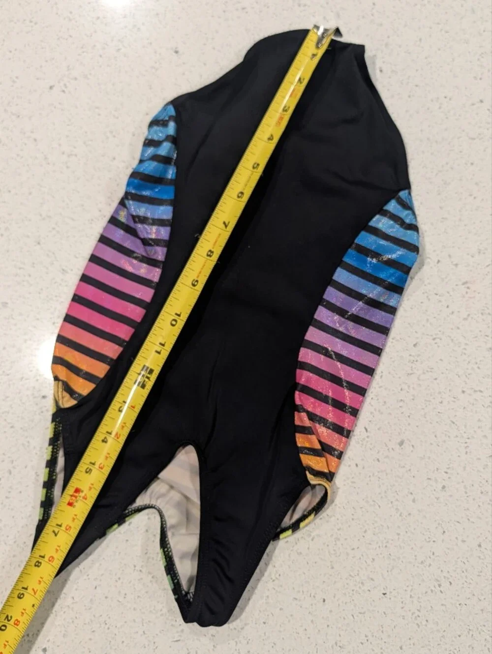 HOLOGRAPHIC GK Elite Child Small CS gymnastics dance Leotard Rainbow Stripes